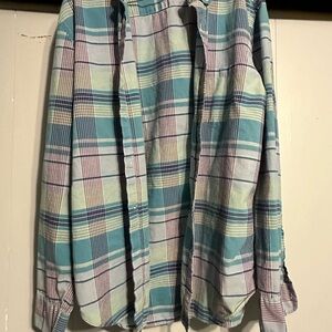 J. Crew Summer Plaid Shirt in Blue and Green